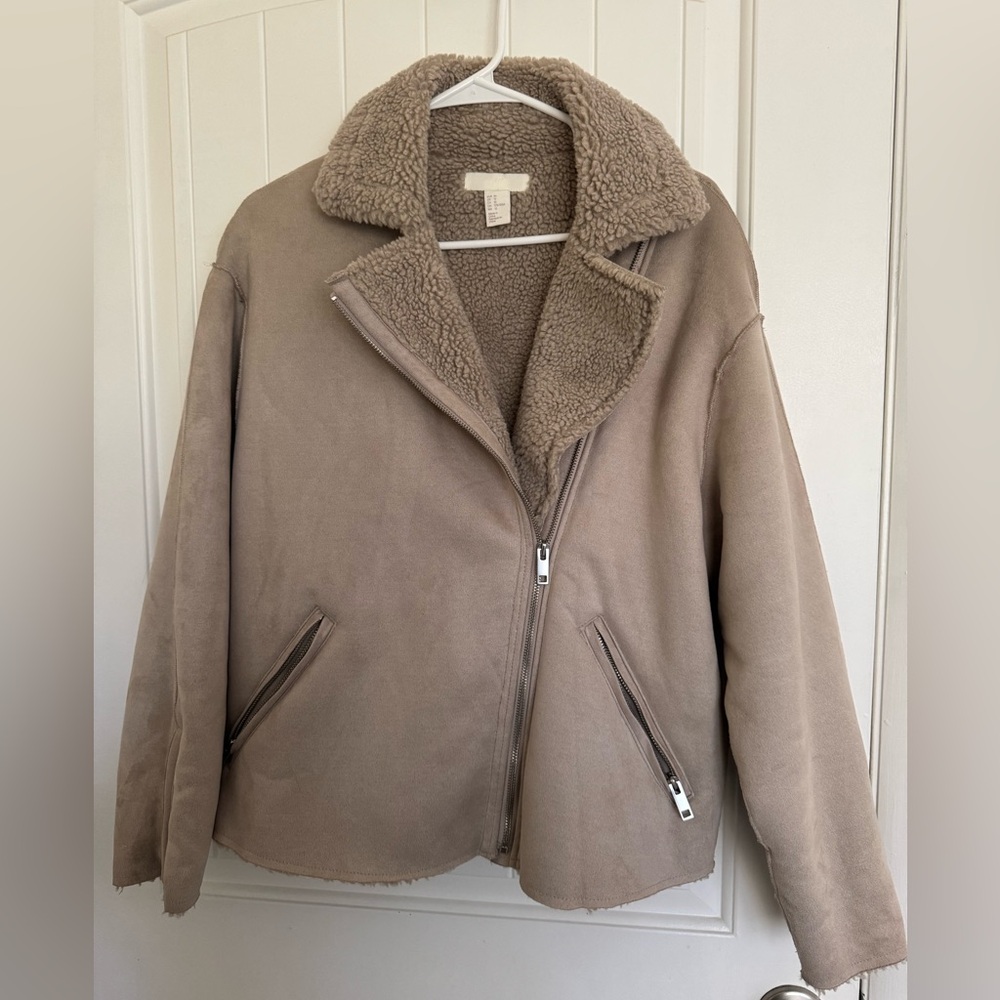 H&M Faux Suede Shearling-Lined Jacket